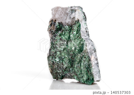 Macro mineral stone Fuchsite on a white background Macro mineral stone Fuchsite on a white background 140537303