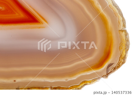 Macro mineral stone Yellow, brown Agate breed a white background 140537336