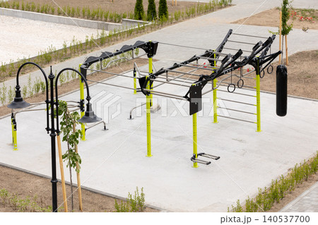 high angle outdoor workout sports ground 140537700
