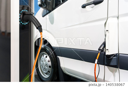 Electric delivery van with electric vehicles charging station. Electric delivery van with electric vehicles charging station. 140538067