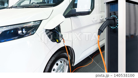 Electric delivery van with electric vehicles charging station. 140538100