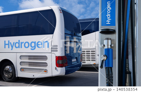Hydrogen gas station and bus. Clean mobility concept. 140538354