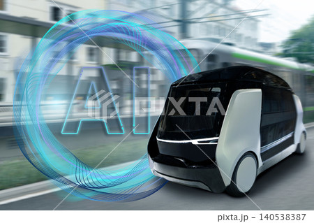 Autonomous robotaxi with artificial intelligence on the city street Autonomous robotaxi with artificial intelligence on the city street 140538387