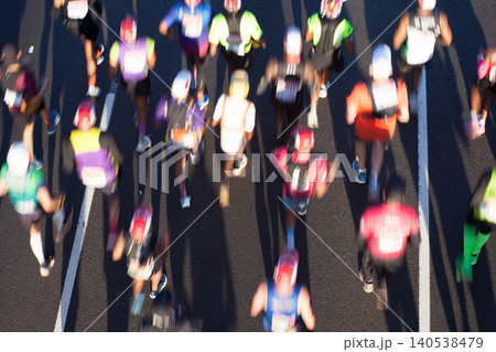 Marathon Runners Overhead Motion Speed Blurs Marathon Runners Overhead Motion Speed Blurs 140538479