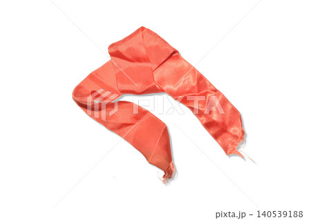 Red satin ribbon for gift wrapping. 140539188