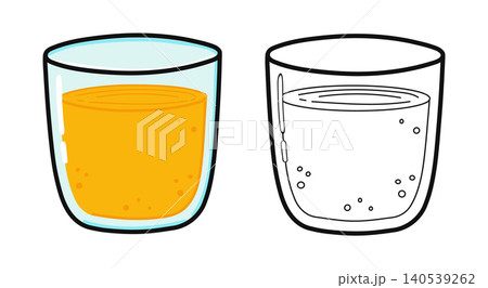 Orange juice glass color outline set Orange juice glass color outline set 140539262