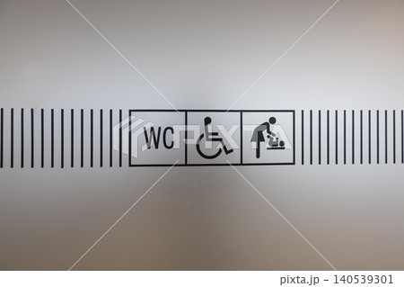 Metal toilet sign showing wc disabled access and baby changing Metal toilet sign showing wc disabled access and baby changing 140539301