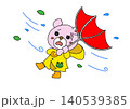 傘が飛ばされそうならクマの女の子 140539385