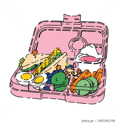 School Bento Box with Fruits and Vegetables School Bento Box with Fruits and Vegetables 140540749