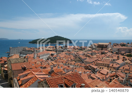 Panoramic View over Dubrovnik Old Town Roofs with Lokrum Island Panoramic View over Dubrovnik Old Town Roofs with Lokrum Island 140540870
