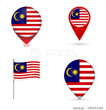 Malaysia Flag Map Pin Icons Set Collection. Malaysia Flag Map Pin Icons Set Collection. 140541283