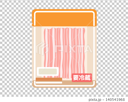 パックに入ったスライスベーコン　イラスト 140541968