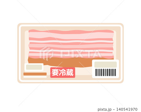 パックに入った厚切りベーコン イラスト パックに入った厚切りベーコン イラスト 140541970