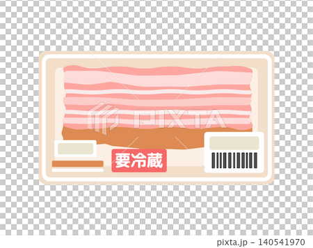 パックに入った厚切りベーコン イラスト パックに入った厚切りベーコン イラスト 140541970