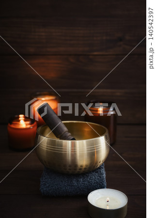 A calming wellness scene featuring a singing bowl 140542397