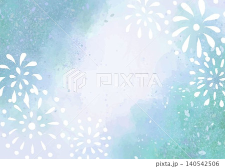 水彩タッチの花火と金箔の和風背景素材　ベクター 140542506