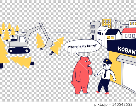 Bears losing their habitats due to deforestation and the problem of them appearing in urban areas Bears losing their habitats due to deforestation and the problem of them appearing in urban areas 140542552