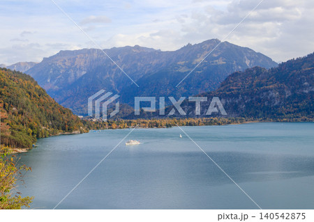 View of the Lake Thun at autumn, Bernese Oberland, Switzerland View of the Lake Thun at autumn, Bernese Oberland, Switzerland 140542875