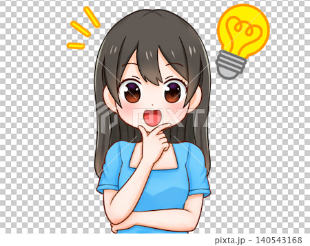 圖:一個女孩想出一個主意 圖:一個女孩想出一個主意 140543168
