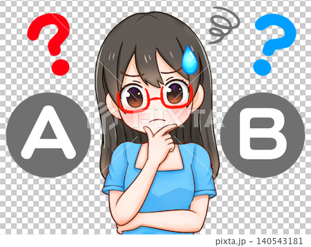 圖:一個女孩難以做出選擇(2) 圖:一個女孩難以做出選擇(2) 140543181