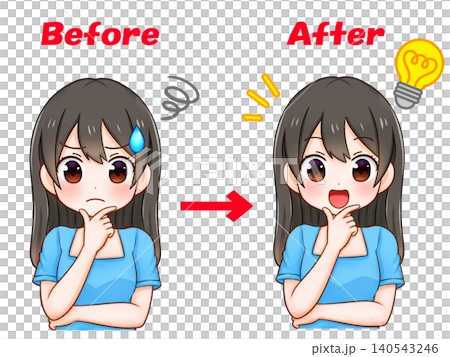 悩みを解決する女の子のイラスト素材 悩みを解決する女の子のイラスト素材 140543246
