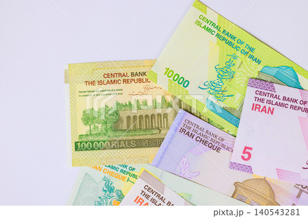 Assortment of Iranian national currency banknotes featuring different denominations of Iran rial (IRR). Assortment of Iranian national currency banknotes featuring different denominations of Iran rial (IRR). 140543281