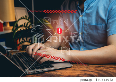 Email Notifications and Warning Symbol for Digital Communication and Online Connectivity 140543918