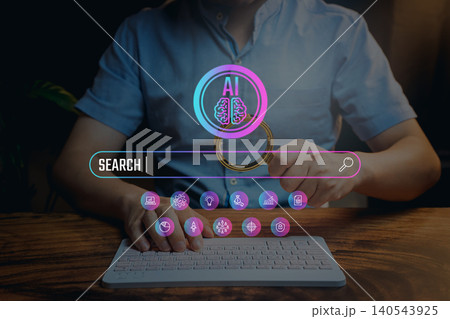 AI search interface above keyboard, intelligent query processing, information discovery insight, digital research workflow, smart navigation improvement, data exploration support, search concept AI search interface above keyboard, intelligent query processing, information discovery insight, digital research workflow, smart navigation improvement, data exploration support, search concept 140543925