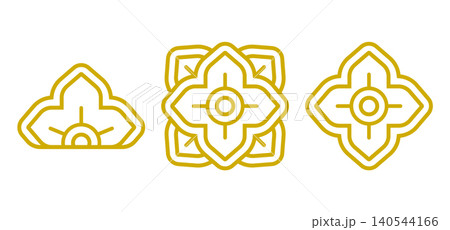 Vector traditional geometric Thai ornament elements. Thai ornament icons. Vector traditional geometric Thai ornament elements. Thai ornament icons. 140544166