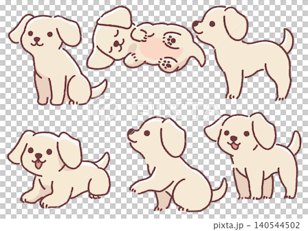 シンプルかわいい子犬のイラストポーズセット シンプルかわいい子犬のイラストポーズセット 140544502
