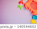 Summer flat lay. Colorful Crab and Beach Toys for Playful Moments and Creative Imaginations in Summer Fun Activities 140544602