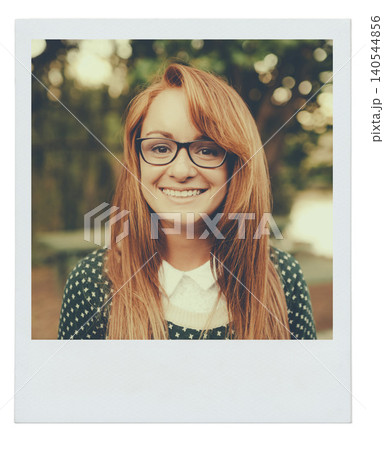 Portrait, ginger and happy woman with glasses outdoor in nature for vacation, holiday and summer. Face, smile and young redhead girl or student in garden for instant photo on mockup space in Ireland Portrait, ginger and happy woman with glasses outdoor in nature for vacation, holiday and summer. Face, smile and young redhead girl or student in garden for instant photo on mockup space in Ireland 140544856