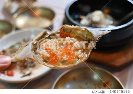 Traditional Korean Soy Sauce Marinated Raw Crab with White Rice Traditional Korean Soy Sauce Marinated Raw Crab with White Rice 140546156