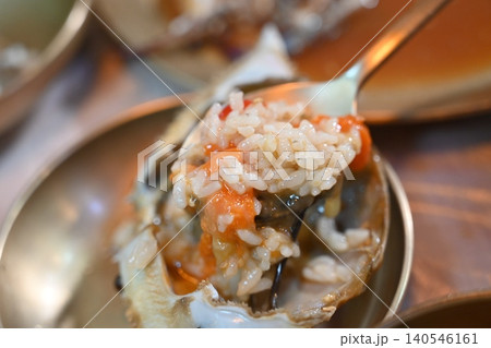 Traditional Korean Soy Sauce Marinated Raw Crab with White Rice Traditional Korean Soy Sauce Marinated Raw Crab with White Rice 140546161