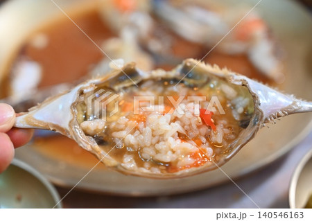 Traditional Korean Soy Sauce Marinated Raw Crab with White Rice Traditional Korean Soy Sauce Marinated Raw Crab with White Rice 140546163