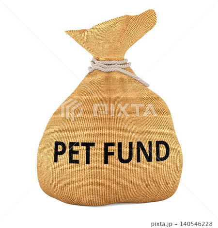Pet Fund concept with burlap money bag. 3D rendering Pet Fund concept with burlap money bag. 3D rendering 140546228