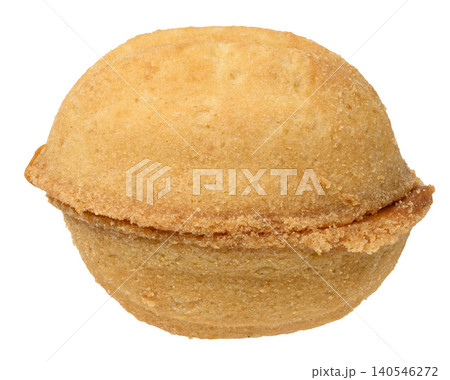 Shortbread cookie in the shape of a whole walnut on an isolated background Shortbread cookie in the shape of a whole walnut on an isolated background 140546272