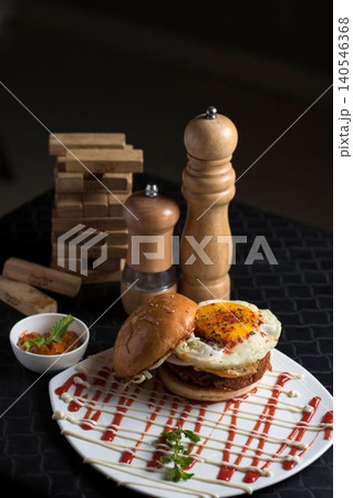 beef burgers with sausage beef burgers with sausage 140546368