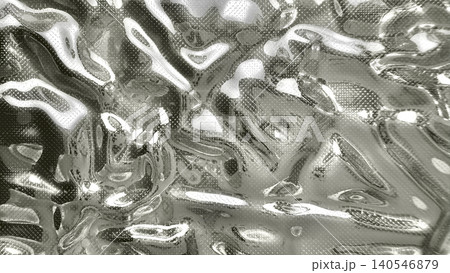 liquid chrome texture reflects shimmering light on wavy metallic surface creating futuristic abstract background 140546879