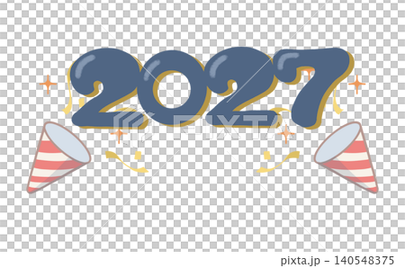 2027の文字とパーティークラッカーのかわいい年賀素材 2027年の年賀素材 2027の文字とパーティークラッカーのかわいい年賀素材 2027年の年賀素材 140548375