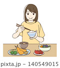 バランスのよい食事をとる女の子のイラスト 140549015