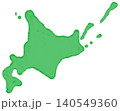 水彩風の北海道の地図イラスト（緑） 140549360