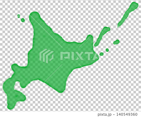 Watercolor-style map illustration of Hokkaido (green) Watercolor-style map illustration of Hokkaido (green) 140549360