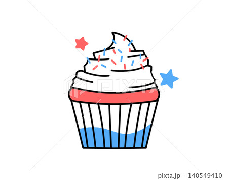 星条旗カラーのカップケーキのイラスト 星条旗カラーのカップケーキのイラスト 140549410