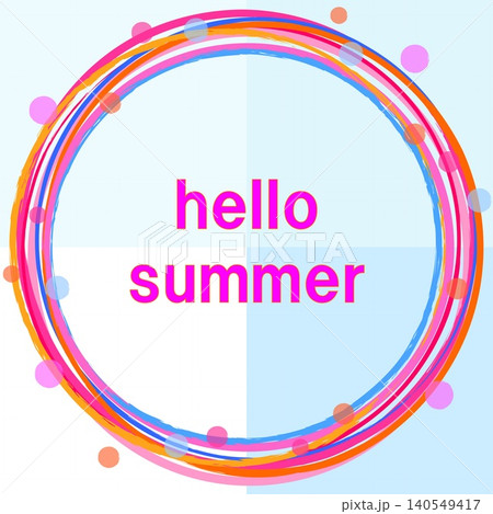 ハローサマー hello summer フレーム ドット ピンク オレンジ色 ブルー ハローサマー hello summer フレーム ドット ピンク オレンジ色 ブルー 140549417