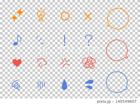 A set of illustrations of simple emotional expression icons (in color). 140549607