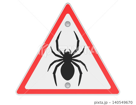 Spider warning sign with red triangle. 3D rendering 140549670