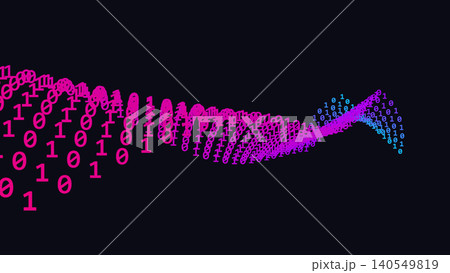 Abstract Pink and Blue Binary Code Wave Glowing on Black Background Abstract Pink and Blue Binary Code Wave Glowing on Black Background 140549819