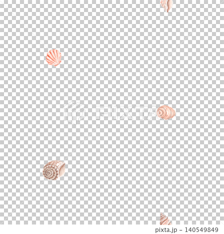 Watercolor seamless seashell pattern with hand painted coastal shells on white background. Minimal beach repeat design perfect for textiles, wallpaper, wrapping paper, stationery and decor Watercolor seamless seashell pattern with hand painted coastal shells on white background. Minimal beach repeat design perfect for textiles, wallpaper, wrapping paper, stationery and decor 140549849
