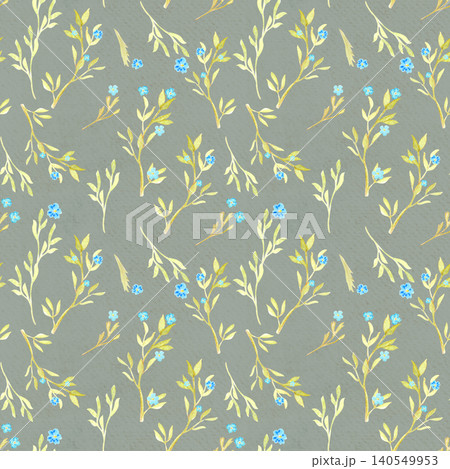 Forget-me-not watercolor seamless pattern on soft green background. Light airy botanical design, hand painted in soft tones, perfect for textile, packaging, wedding stationery and minimalist branding Forget-me-not watercolor seamless pattern on soft green background. Light airy botanical design, hand painted in soft tones, perfect for textile, packaging, wedding stationery and minimalist branding 140549953